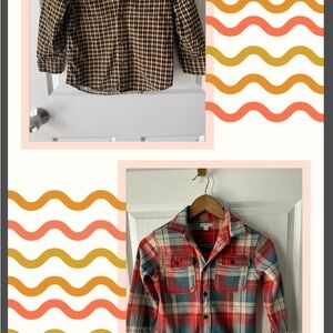2 Crewcuts Plaid Shirt‎ & Shacket 6/6-7 Fall Preppy Lumberjack Autumn